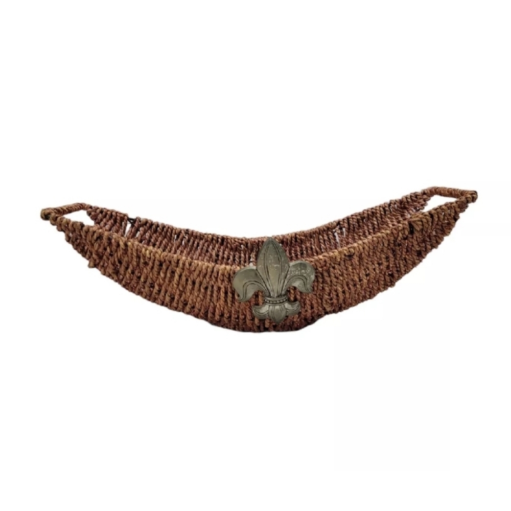 Brown Woven Belt with Textured Design and Handles